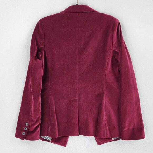 Boden Jacket Womens 14 Red Stretch Velvet Blazer Single Button Classic Career - Picture 13 of 14